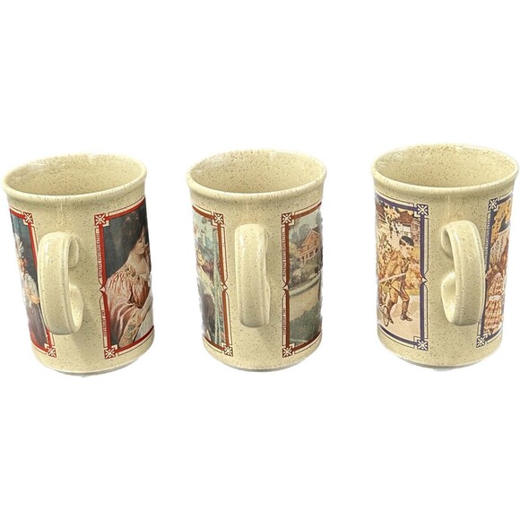Watkins Almanac Stoneware Coffee Mugs made in England 1914, 1916, 1918 Set of 3 - Picture 4 of 6